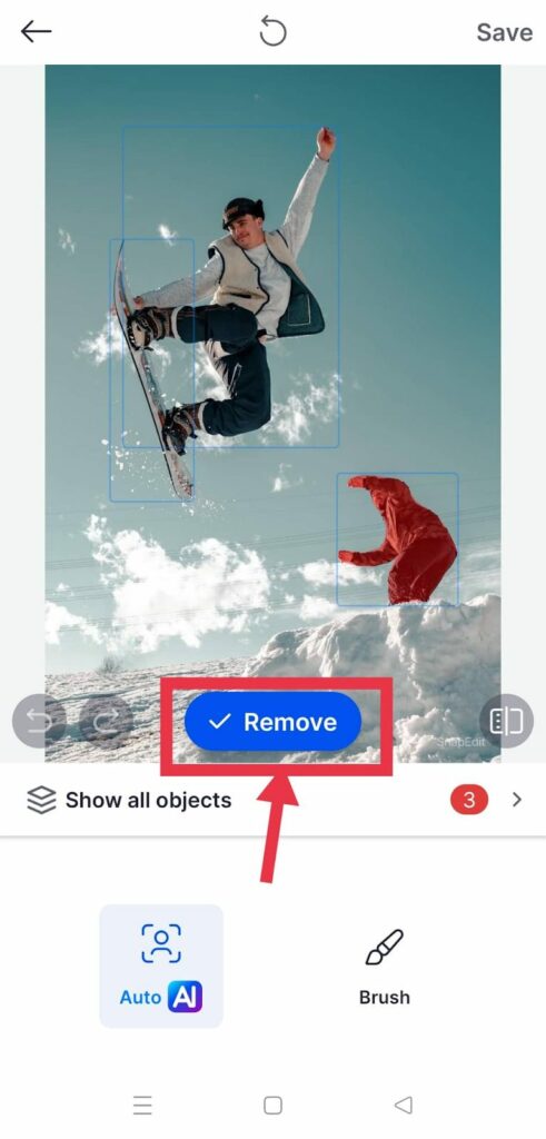 click on the remove button
